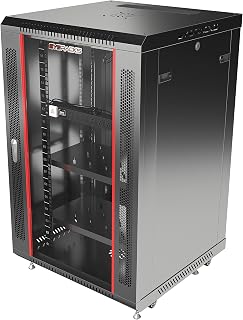 Server Rack - 18U - Server Cabinet - for - Network - Electronics - AV Rack - Equipment - Wall Mount Rack - on Feet with Locking Doors 8-Way Power Strip Shelf Fan - 24-inch Deep