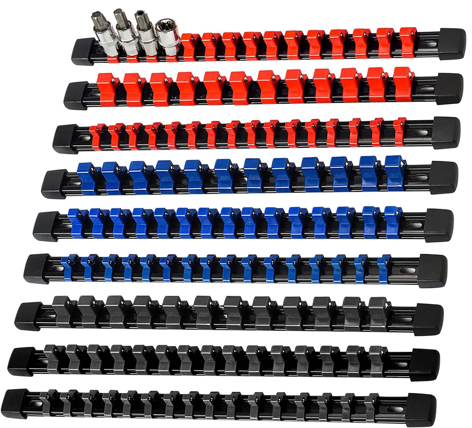 AMM 9PCS Socket organizer, 1/4" 3/8" 1/2" Drive Heavy duty socket holder | Premi