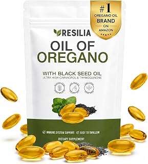 Resilia Oil Of Oregano Softgels with Black Seed Oil - 60 Softgels | Non-GMO, Gluten-Free and Soy-Free