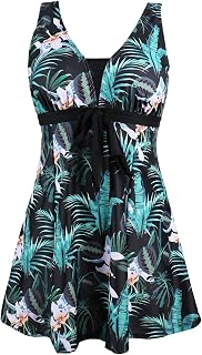 Ecupper Womens One Piece Swimdress Shaping Body Swimsuit Floral Plus Size Bathing Suit