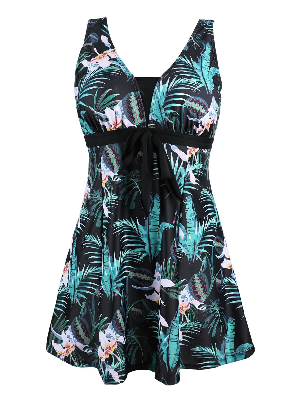 Ecupper Womens One Piece Swimdress Shaping Body Swimsuit Floral Plus Size Bathin