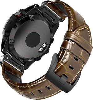 22/26 mmSoft Leather QuickFit Band with double-row holes for 5/5 Plus/ 5X/5X Plus/6/6 Pro (47mm)/6X/6X Pro/ 7/7 Pro/7X/7X Proand Instinct 2/2X (50 mm) - Hand-stitched with All-in-One Adapter & Secure Dual-Row Buckle.