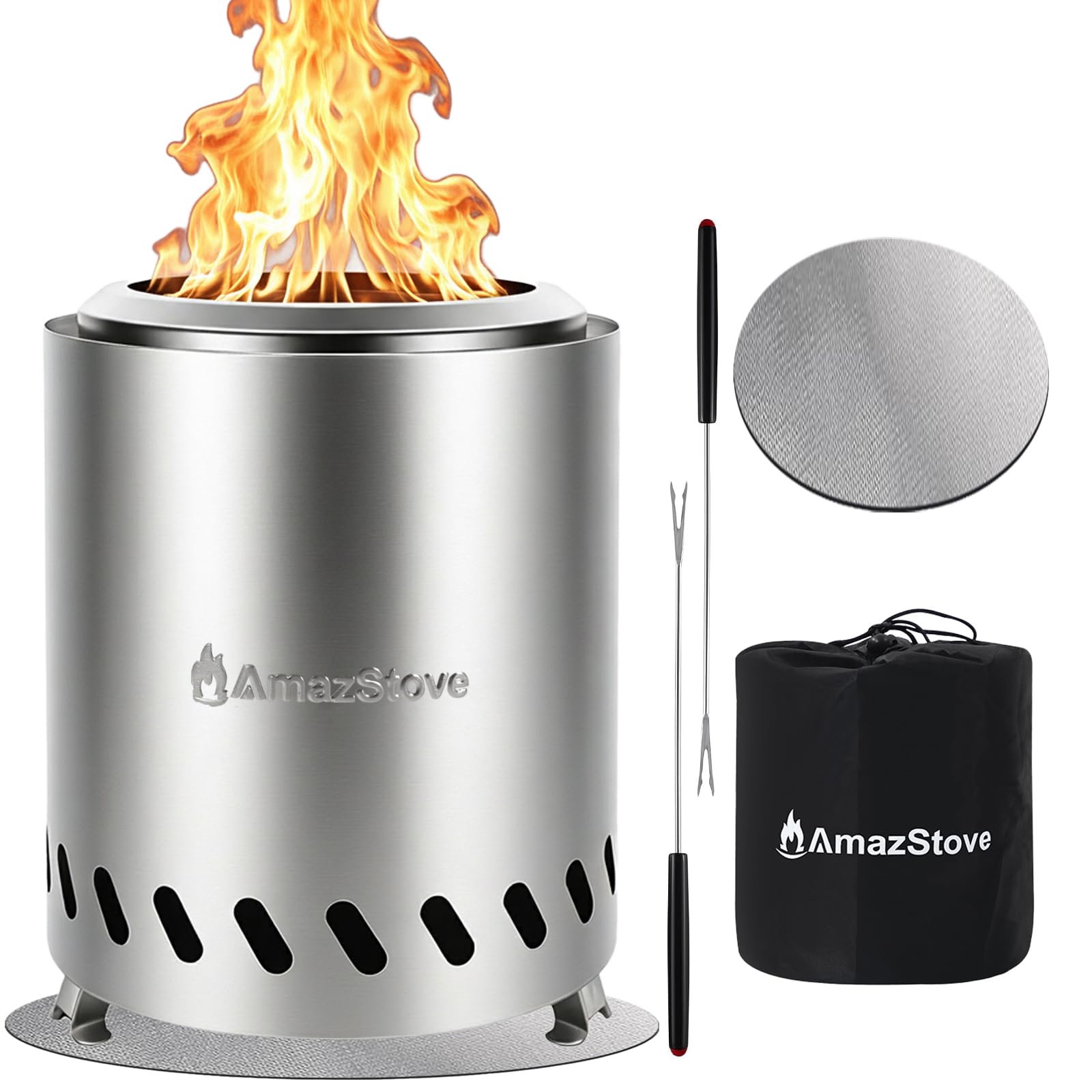 9.7 x 7.1 Inch Tabletop Fire Pit by AmazStove, Low Smoke Camping Stove for Outdo