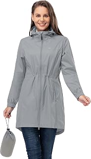 33,000ft Waterproof Rain Poncho Lightweight Breathable Windproof Hooded Thin Foldable Long Waterproof Coats Women