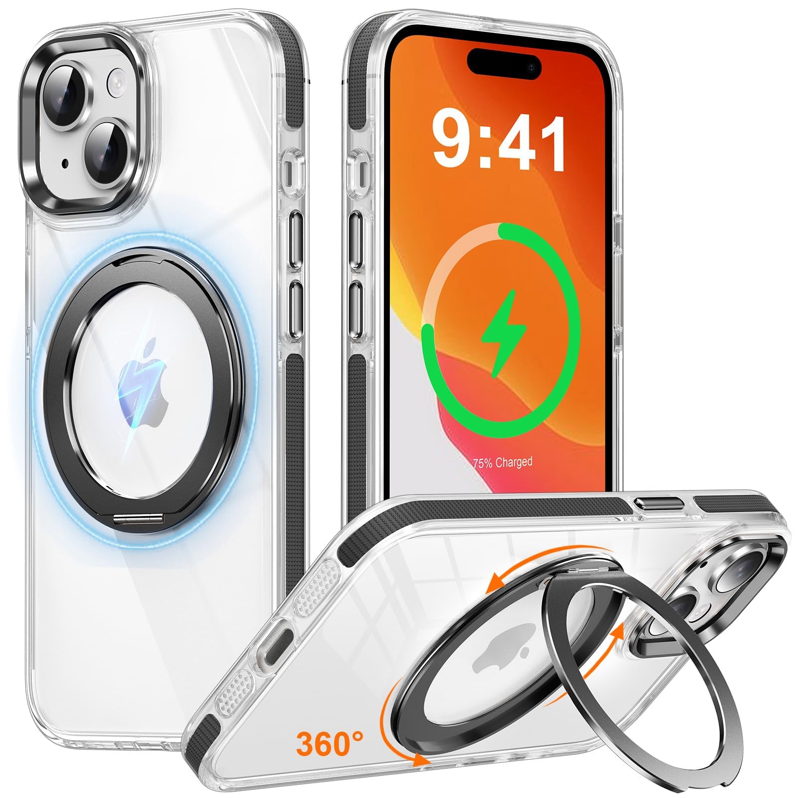 OURJOY Case for iPhone 13 / iPhone 14, Multi-functional 360-Degree Rotating Stan