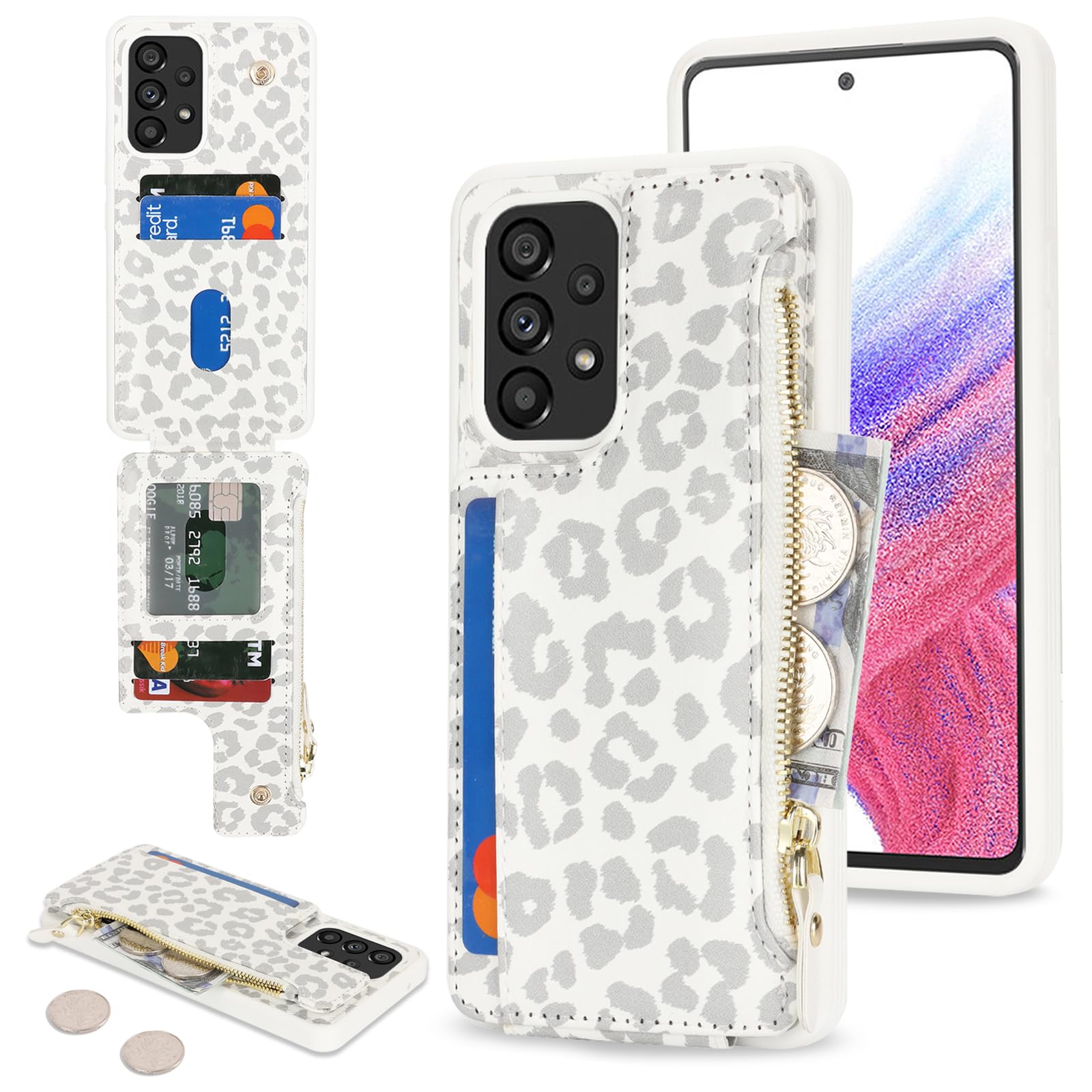 Cavor Custodia a portafoglio per Samsung Galaxy A53 5G, custodia per telefono pe
