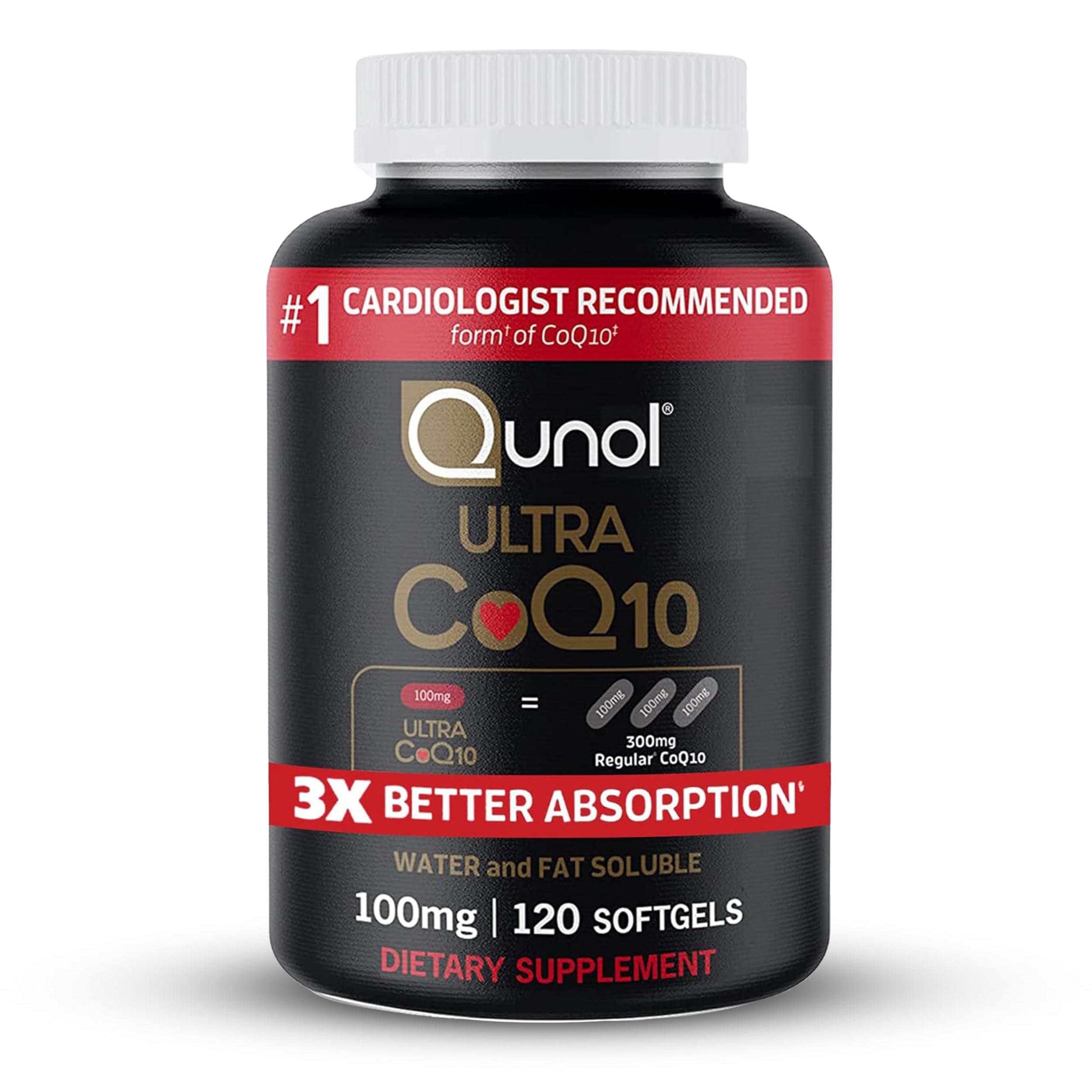 Qunol Ultra CoQ10 100mg, 3X Better Absorption, Antioxidant, 120 Softgels | #1 Ca