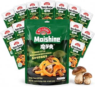 WEILOONG Premium Porcini Mushroom Konjac Jerky-Style Snack, 24 Packs | Made with Premium Real Porcini Mushroom Ingredients, Rich Umami Flavor, Plant-Based Konjac Snack, Moist & Chewy