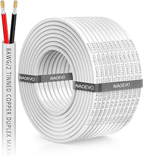 NAOEVO 8 Gauge Marine Wire Duplex, 8 AWG Wire, 8/2 Marine Cable, 60FT