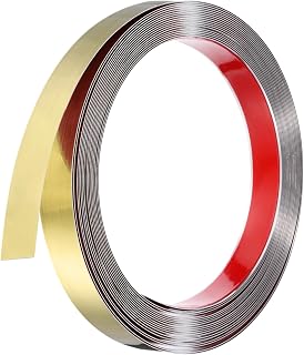 MECCANIXITY Gold Metal Trim Peel and Stick, Self Adhesive Mirror Finish Wall Trim Border 32.8ft x 0.8" Stainless Steel Molding Tape Strips for Wall Cabinet Tile Edge Molding