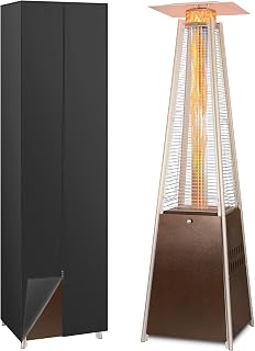Hykolity 48000 BTU Pyramid Patio Heater, Outdoor Propane Heaters with Wheels and Cover, Glass Tube Propane Patio Heater for Backyard, Garden, Porch and Pool, Bronze