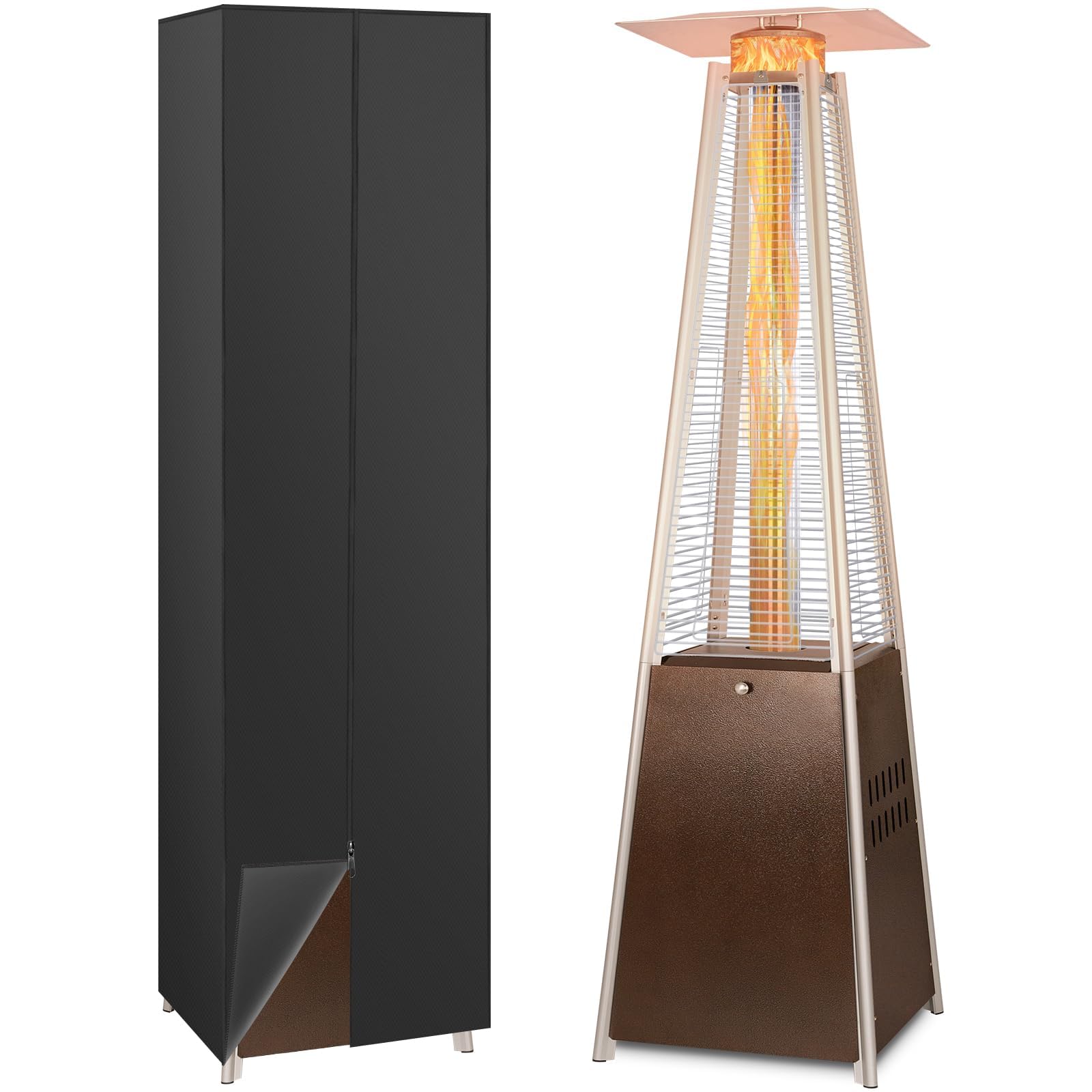 Hykolity 48000 BTU Pyramid Patio Heater, Outdoor Propane Heaters with Wheels and