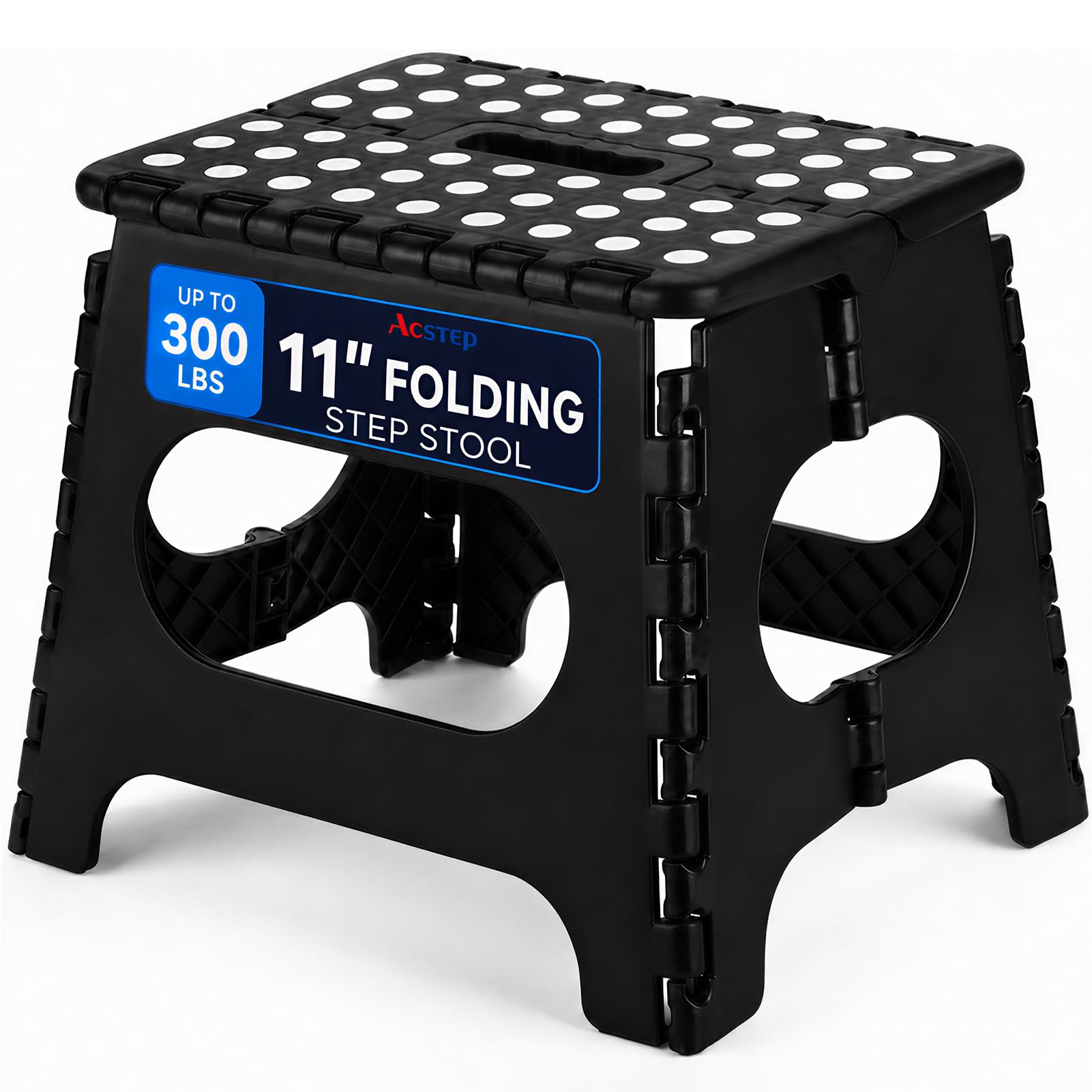 ACSTEP 11 Inch Folding Step Stool for Kids, Non-Slip Foldable Stools, Black | He