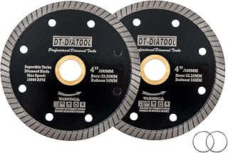 DT-DIATOOL Daimond Saw Blade for Procelain Tile Ceramic Marble Granite Stoneware Diamond Cutting Disc Super-Thin Turbo Cutter Diameter 4 Inch Pack of 2