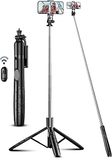 71" Phone Tripod & Selfie Stick, All in One Extendable Cell Phone Tripod with Wireless Remote, Tripods Stand for iPhone & Travel Selfie Stick 360° Rotation Compatible with iPhone Android, Camera