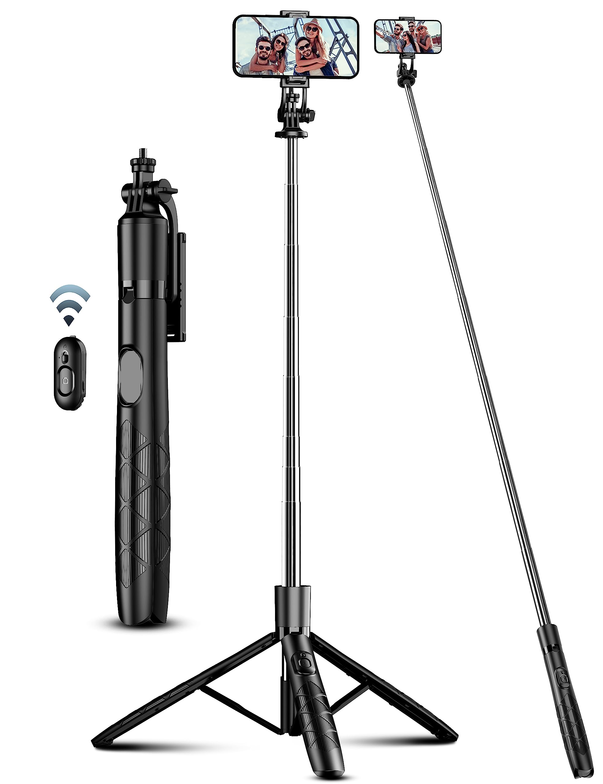 71" Phone Tripod & Selfie Stick, All in One Extendable Cell Phone Tripod with Wi