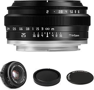 TTArtisan 25mm F2 Wide-Angle APS-C Camera Lens Large Aperture for M43 Mount | Manual Fixed Lens