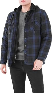 ThCreasa Men's Quilted Lined Flannel Jacket with Hood