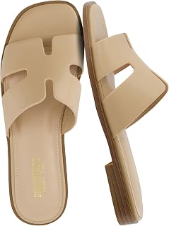 CUSHIONAIRE Voyage Cutout Strap Slides for Women, Slip On Summer Flats, Trendy Footwear, Comfortable Vacation Style Sandals for Women 2025