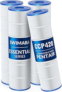 Swimara Essential Series for Pentair CCP420 Pool Filter Cartridges 420 sqft | Replaces PCC105/178584/R173576; fits CCP420 #160301; 3 oz/sq yd standard media for daily filtration & steady flow; 4-Pack