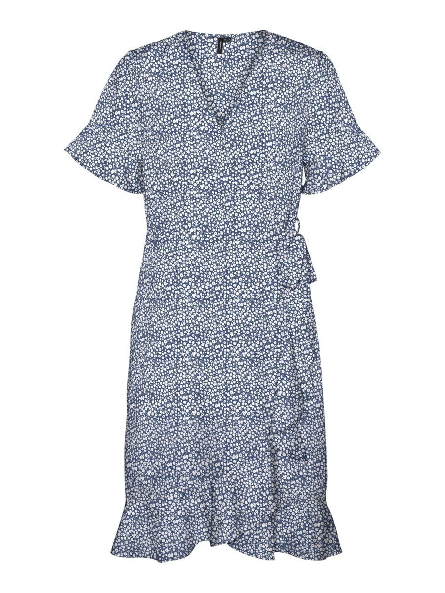 VERO MODA Vmhenna Vestido Cruzado con Volantes 2/4 Wvn Noos Vestido Mujer