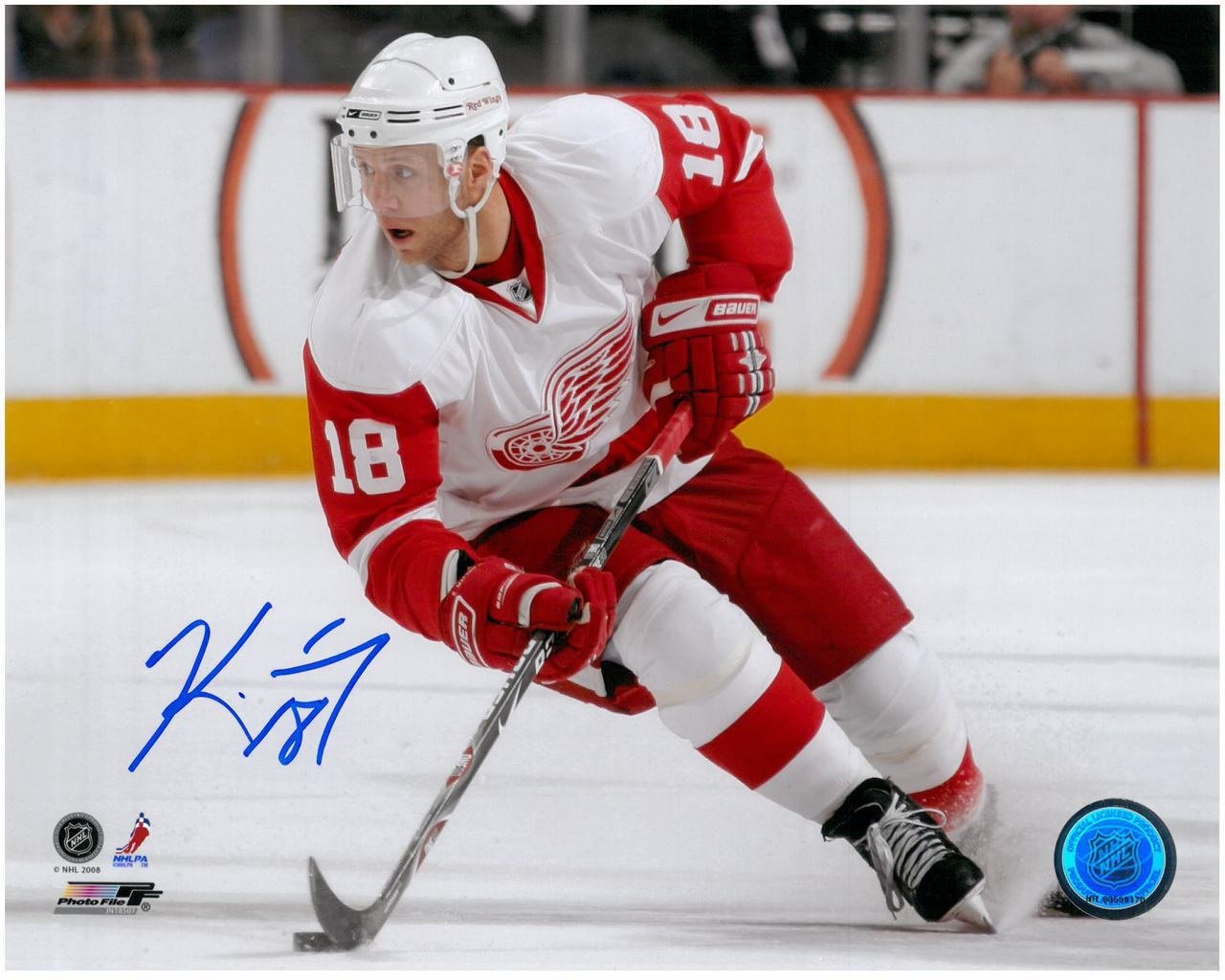 KIRK MALTBY AUTOGRAPHED DETROIT RED WINGS 8X10 PHOTO #2 - WHITE JERSEY