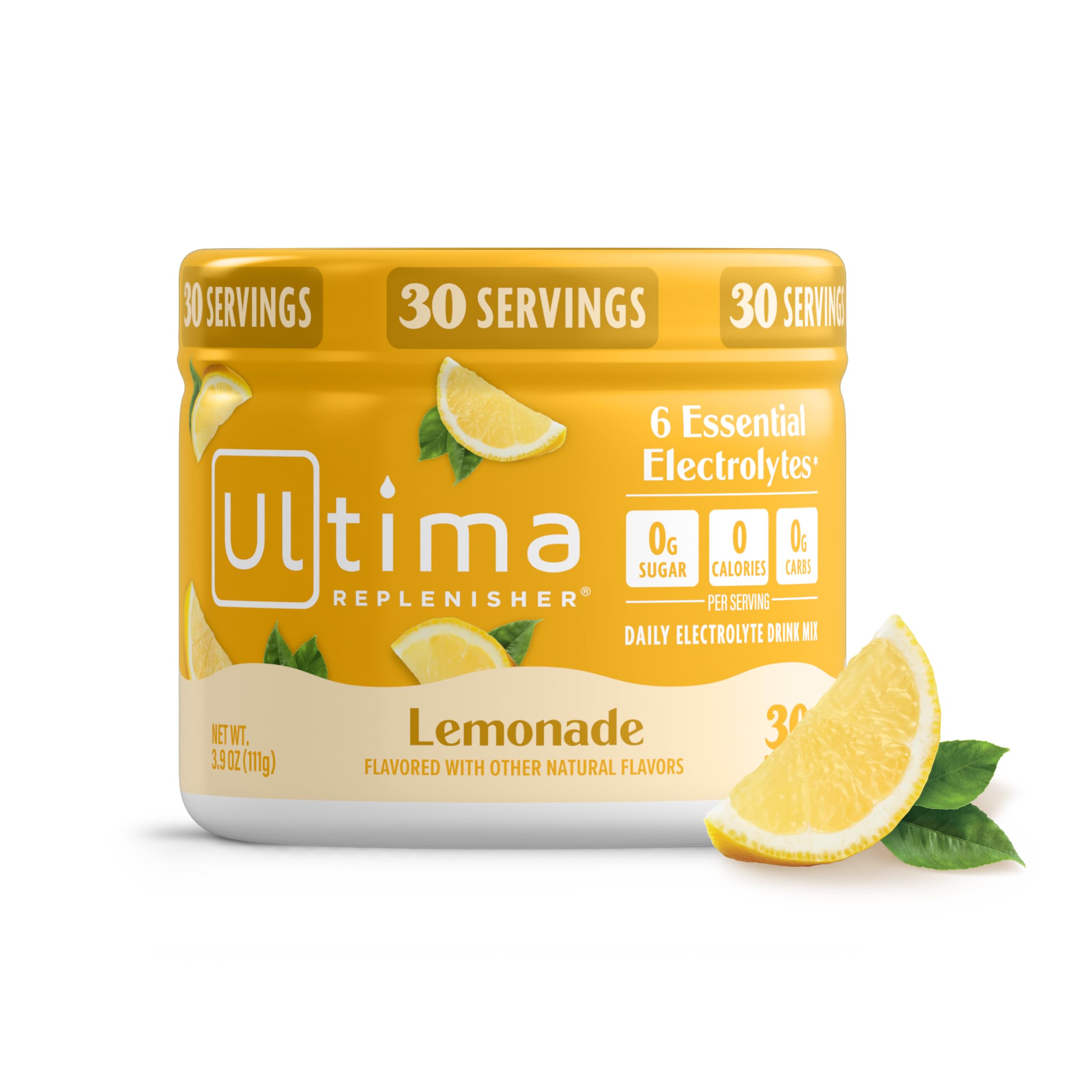 Ultima Replenisher Lemonade Electrolytes Powder, 30-Serving Canister | Daily Zer