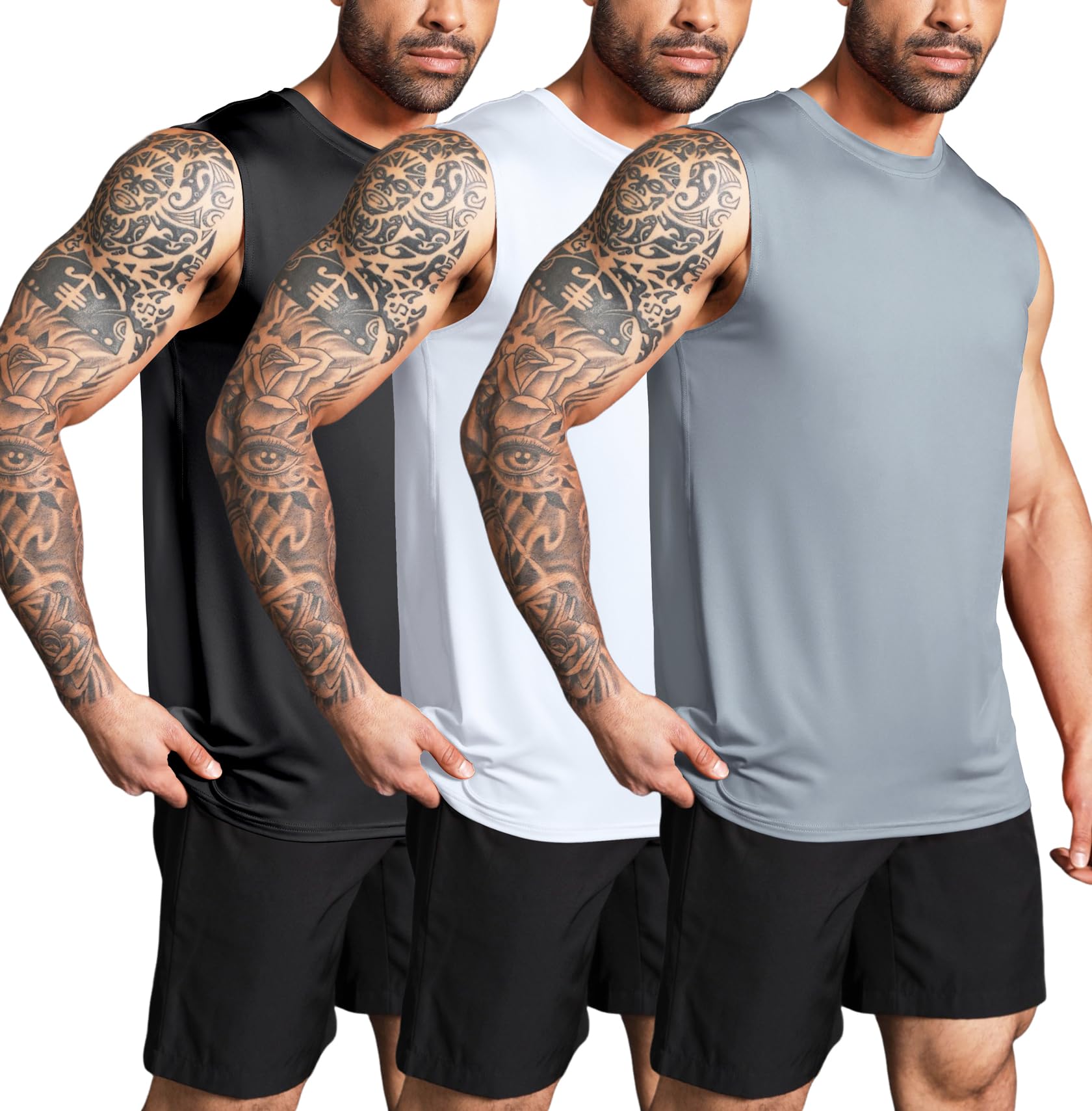 Boyzn Men's Tank Top Pack of 3 Training Fitness Bodybuilding Tank Shirt Quick-Dr