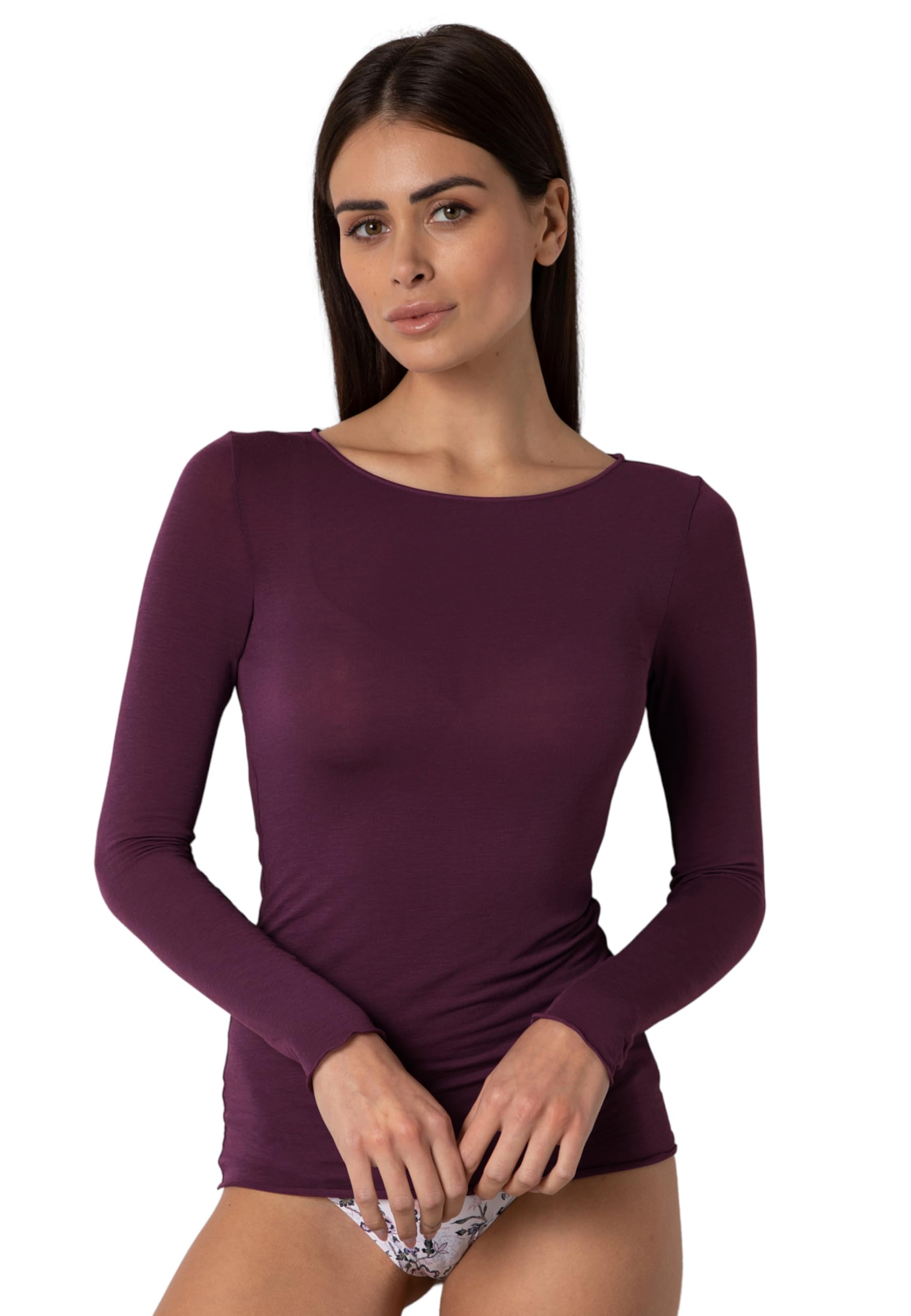 Lovable Modal and Cashmere Long Sleeve Sweater with Boat Neck