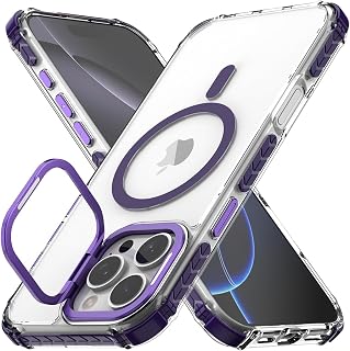 Nvollnoe for iPhone 16 Pro Max Case Compatible with MagSafe Military Grade Shockproof Heavy Duty Protective Adjustable Kickstand Ultra Clear Magnetic Phone Case for iPhone 16 Pro Max(Purple)