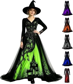 Witch Costume Women Halloween Treehouse Thorns Print Witchy Costumes