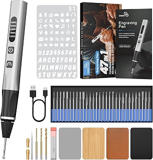 STREBITO Engraving Pen for Metal Wood Glass Plastic, 47 in 1 Engraving Kit | 5 Speeds Up to 36000 RPM, USB-C Rechargeable, Diamond Bit, Beginner Friendly, Portable Engraving Pen Kit for Artists &amp; DIYers