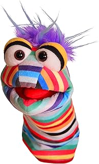 Playful Minds - Living Puppets Pocky Sock Puppet – 10 Inch Plush Hand Puppet for Kids, Colorful Striped Puppet with Movable Mouth, Soft Interactive Toy for Imaginative Play