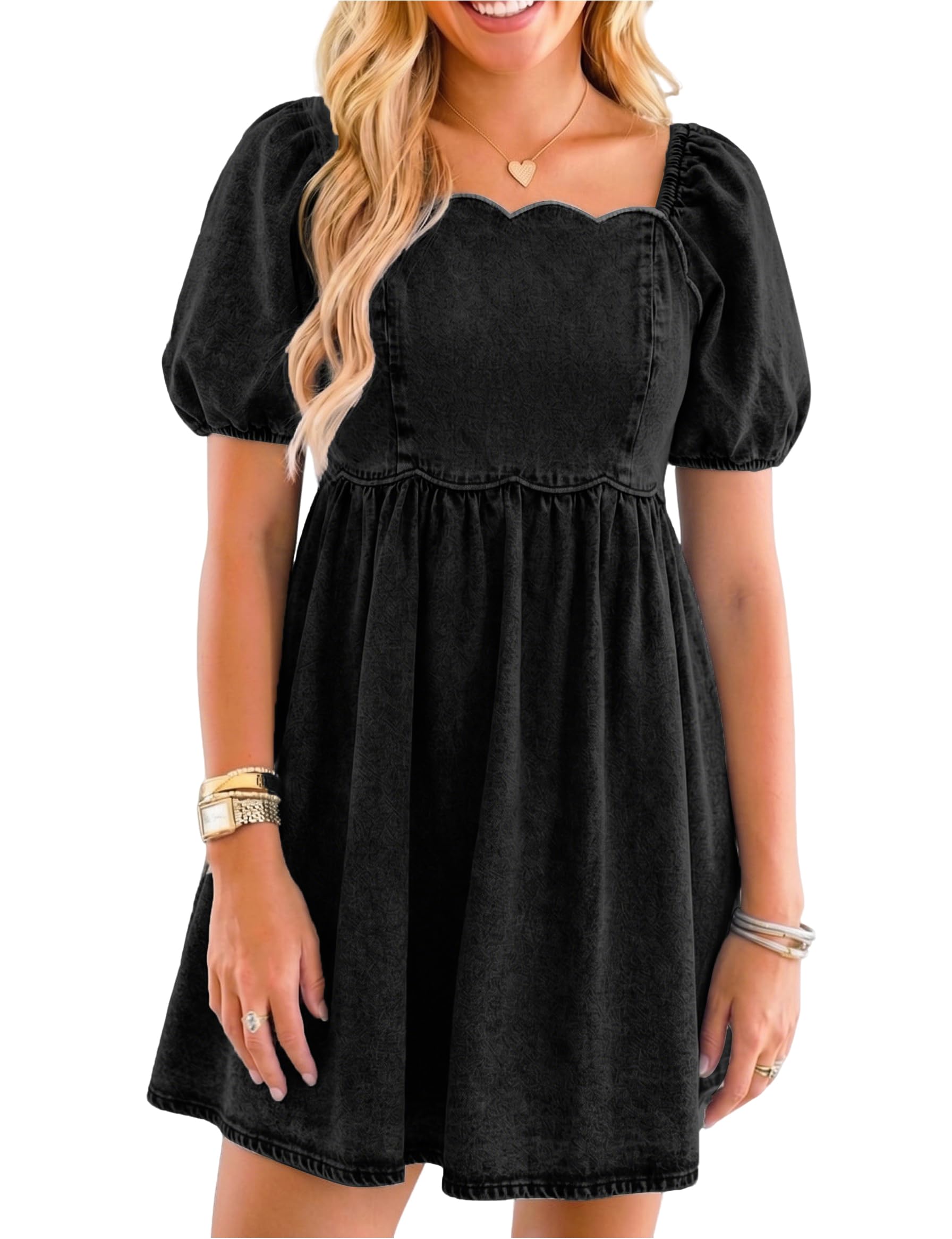 Denim Dress for Women Western Jean Babydoll Country Concert Outfits