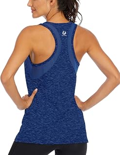 Fihapyli ICTIVE Women's Loose Sports Top, Fitness Top, Breathable Mesh Racerback Open Back, Muscle Yoga T-Shirt