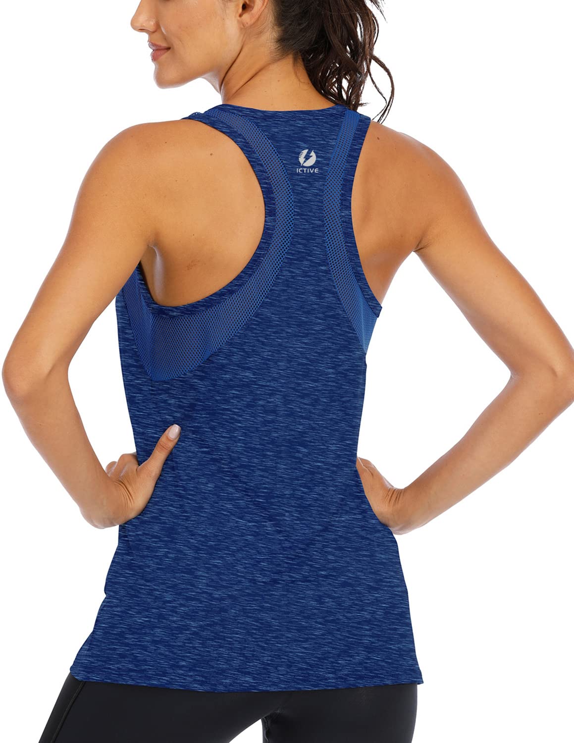 Fihapyli ICTIVE Women's Loose Sports Top, Fitness Top, Breathable Mesh Racerback