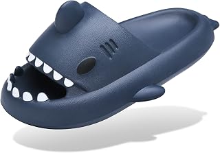 Summer Shark Slippers Women Men Comfortable Bath Slippers Non-Slip Shower Sandals Beach and Pool Sandals Open Toe Shark Slides Slippers