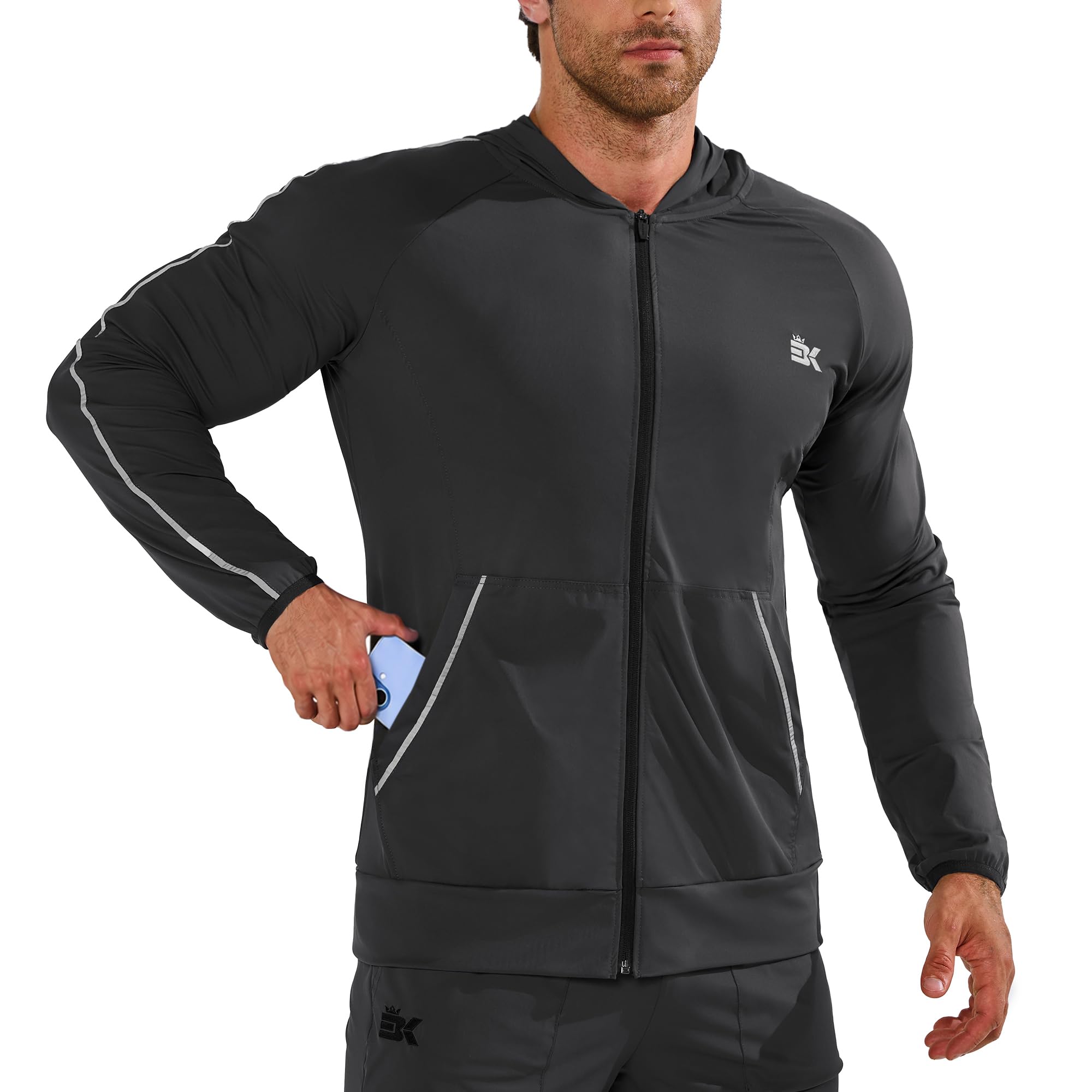 BROKIG Mens Lightarmor Running Jacket Sports Gym Hoodies