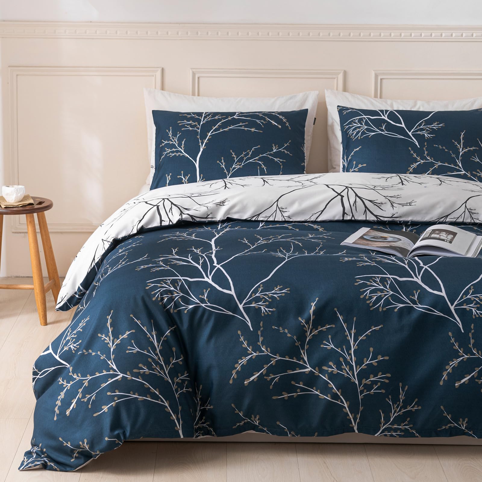 Duvet Cover Queen, Tree Branches Pattern Bed Sets, Ultra Soft Microfiber Bed Set