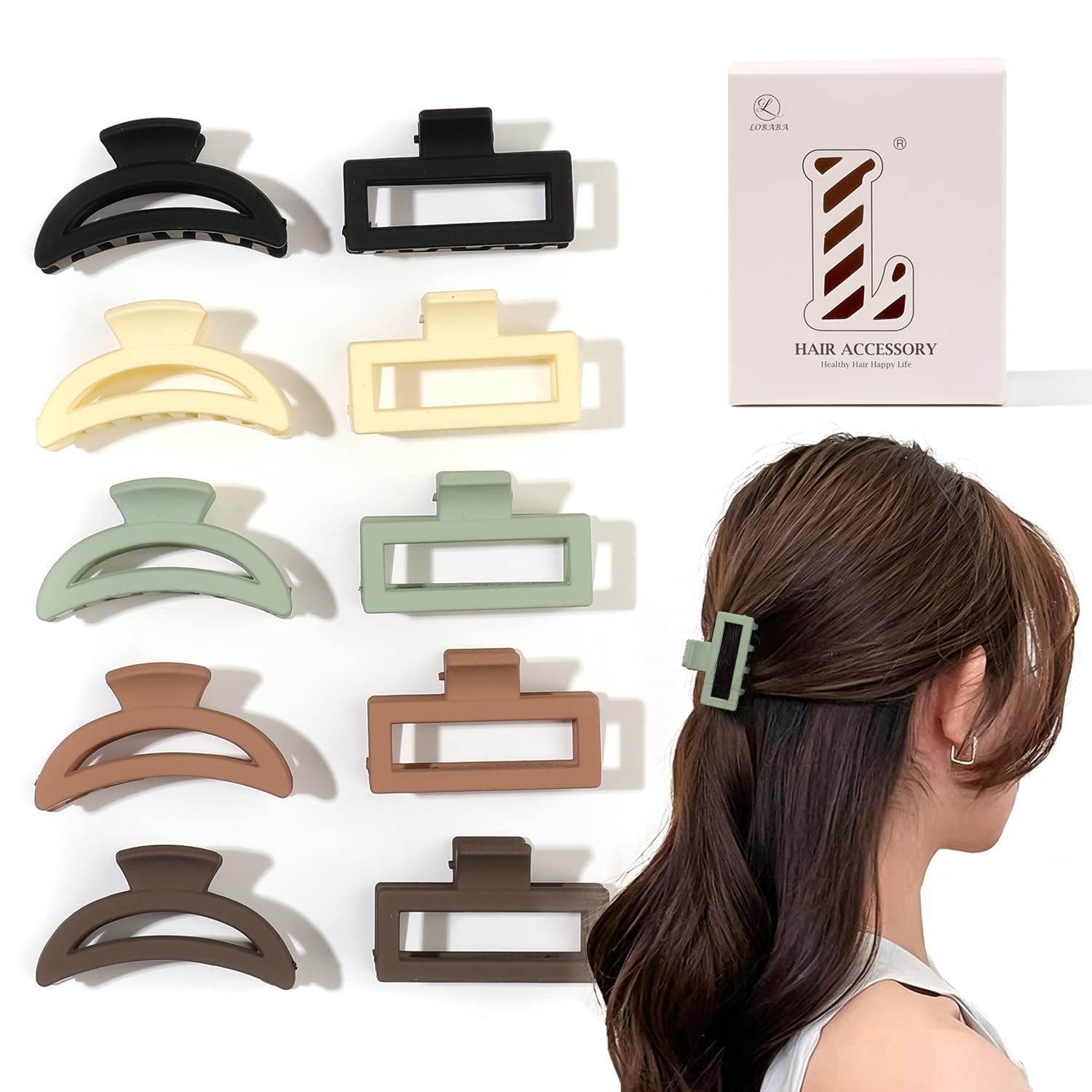 10 Pcs Women Hair Clips Various Shapes Matte Hair Clips for Thick Hair