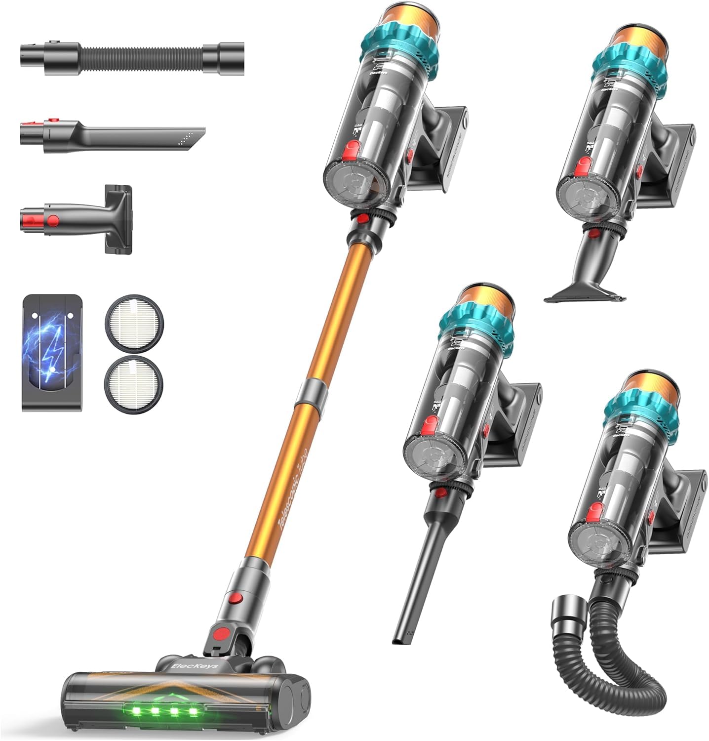 ElecKeys Cordless Vacuum Cleaners, 650W 55KPA Vacuum Cleaners with 70 Mins Runti