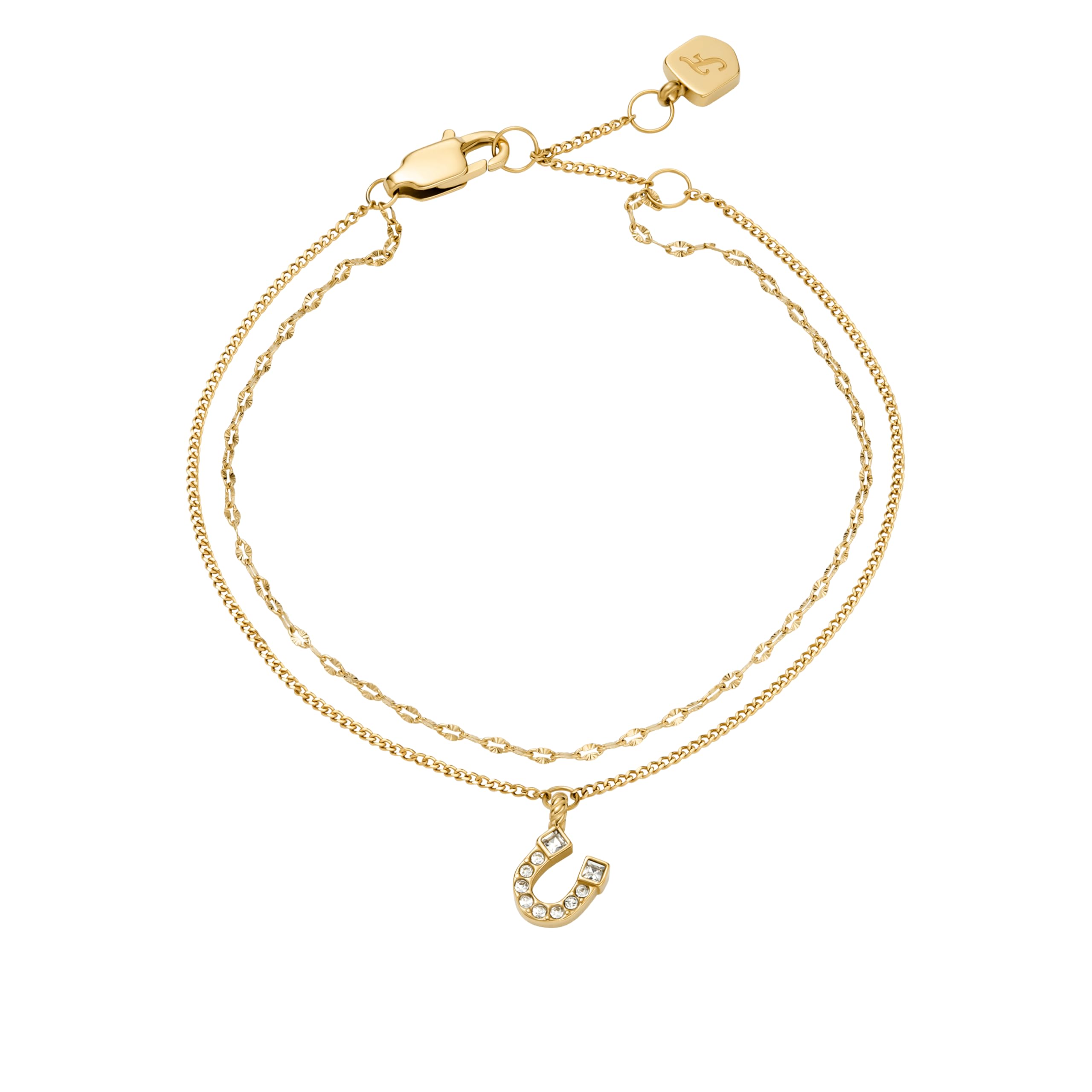 Fossil Women's Ellis Pavé Glitz Gold-Tone Brass Tennis Chain Bracelet