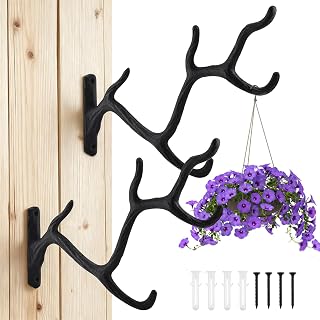 Patioer Cast Iron Tree Branch Plant Hook Heavy Duty Hanging Plant Bracket Decorative Outdoor Hangers for Flower Basket Bird Feeder Wind Chime Lanterns, 2 Pack