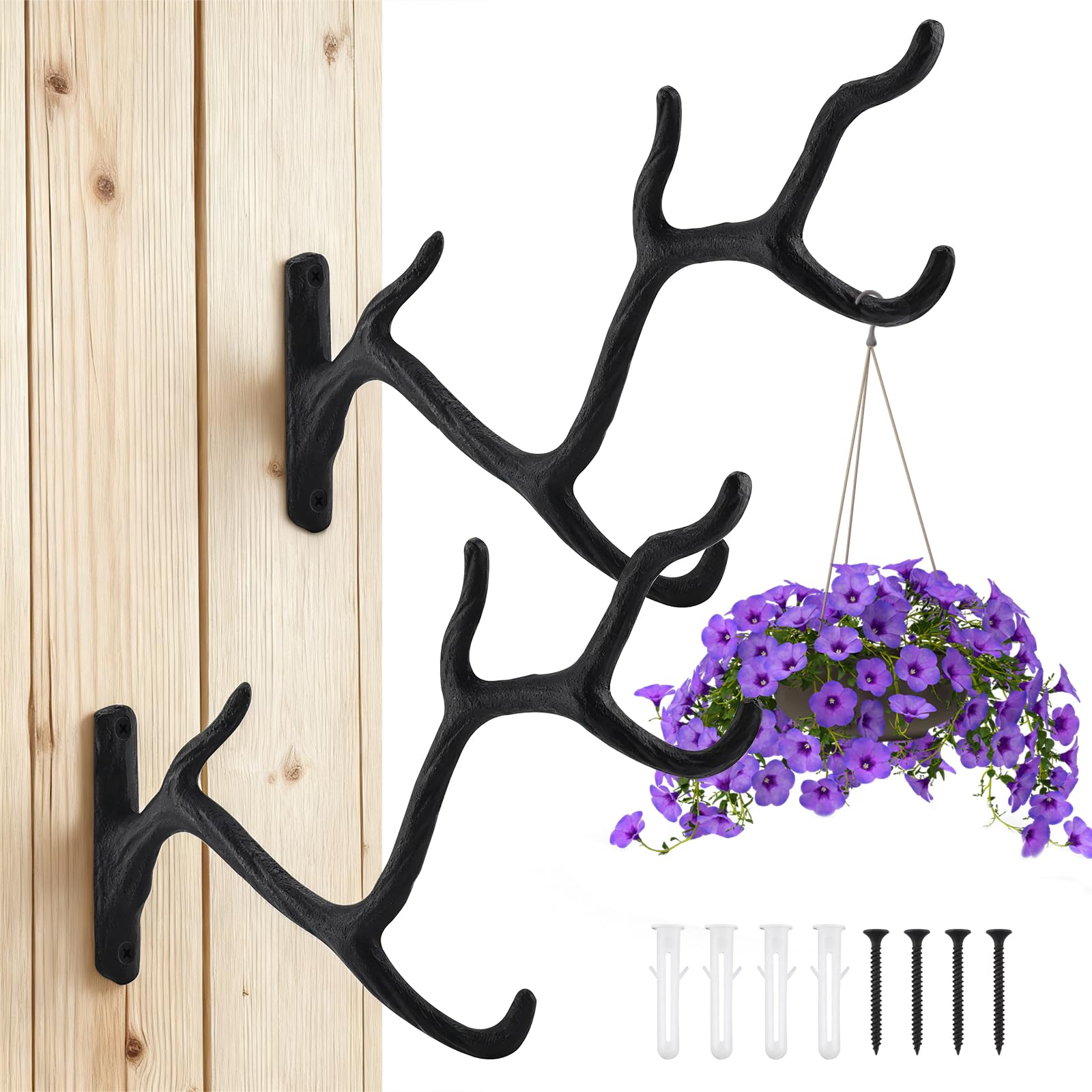 Patioer Cast Iron Tree Branch Plant Hook Heavy Duty Hanging Plant Bracket Decora