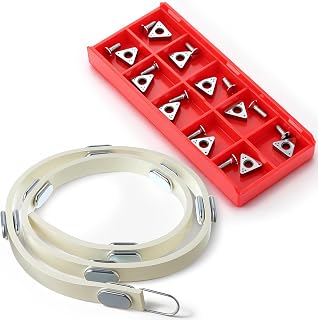 Dreyoo Brake Lathe Rotor Repair Kit - Adjustable Ventilated Rotor Silencer Band & 10-Pack 6914-10 Negative Rake Carbide Inserts with Screws, Compatible with AMMCO 6920, 3000, 4000, Hunter, FMC