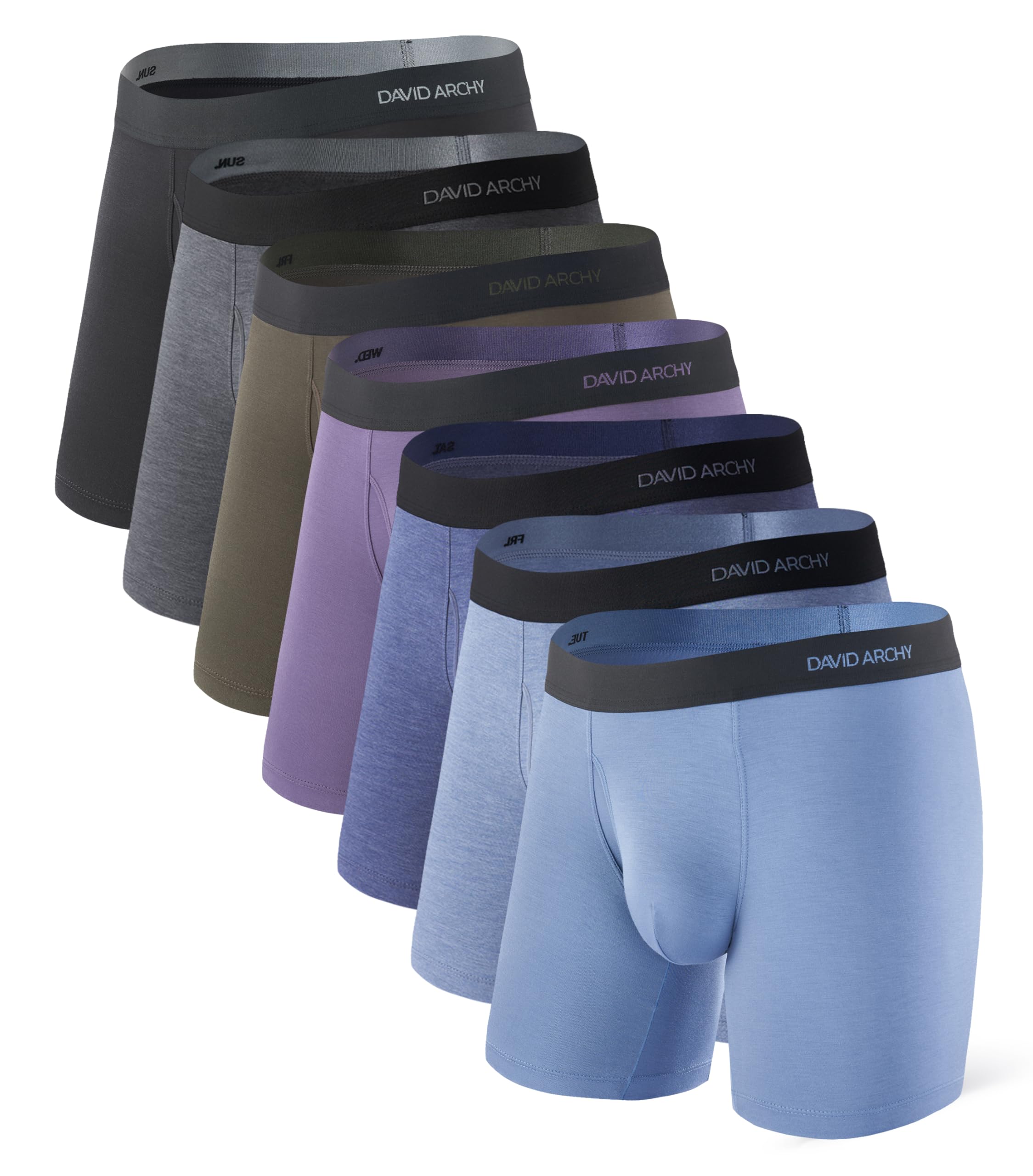 DAVID ARCHY Men's Rayon Boxer Briefs Made of Bamboo 7 Pack Breathable Breathable