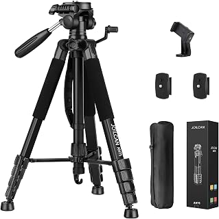 JOILCAN 74" Tripod for Camera Phone Video Recording Photography | Heavy Duty, Professional Travel Tripod, with Phone Clip and Carry Bag, Compatible with DSLR Canon iPhone, Max Load 15 LB
