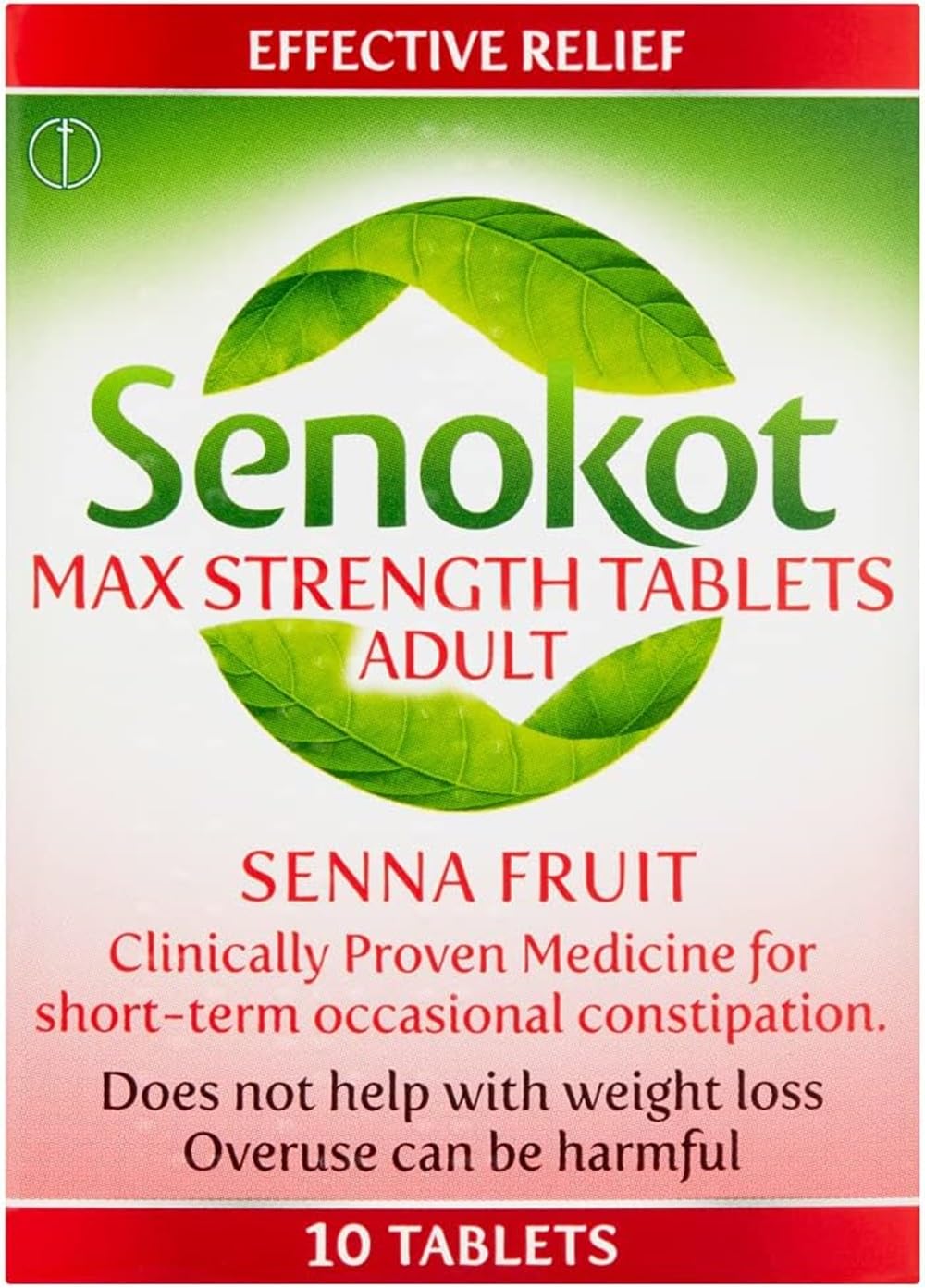 Senokot Strength Max Tablets Adults, Senna Fruit, 10 Count, Constipation Relief 