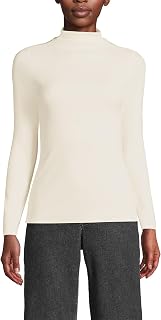 Lands' End Women's Drapey Rib Skimming Long Sleeve Mock Neck Shirt