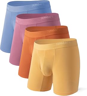 Separatec 4 Pack Men's Breathable Boxer Briefs with Separate Pocket, Moisture Wicking, Soft, Anti Chafing, Pack of 4